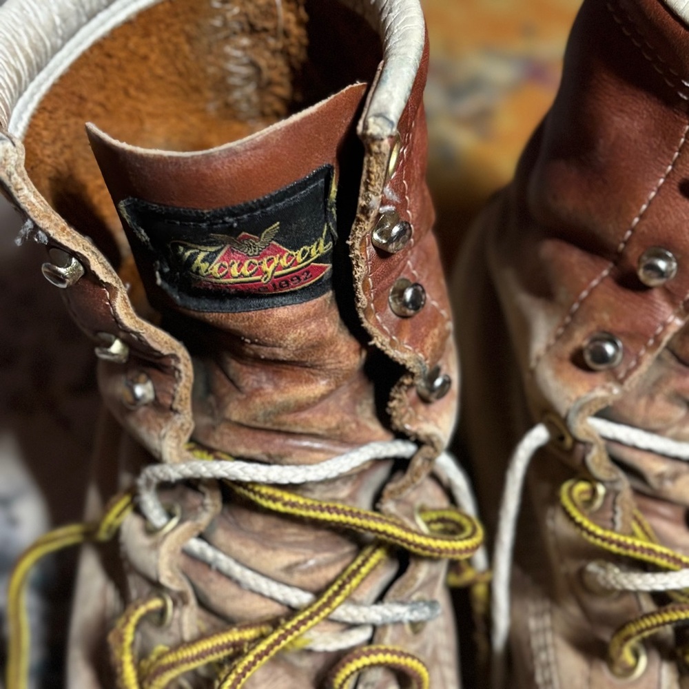 Thorogood Lace-Up Work Boot Sz 6.5 in Tan/Lt Brown - Heavily Used - Picture 5 of 10
